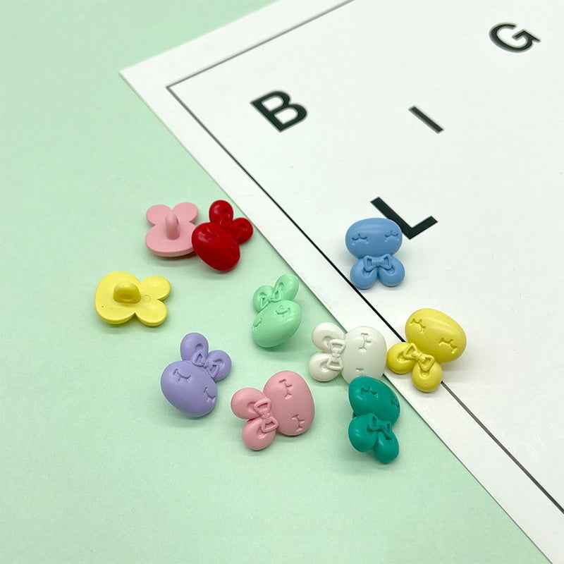 16.5mm 3D Bunny-Shaped Colorful Plastic Buttons for Children's Clothing 200 Pack - Lots of Buttons
