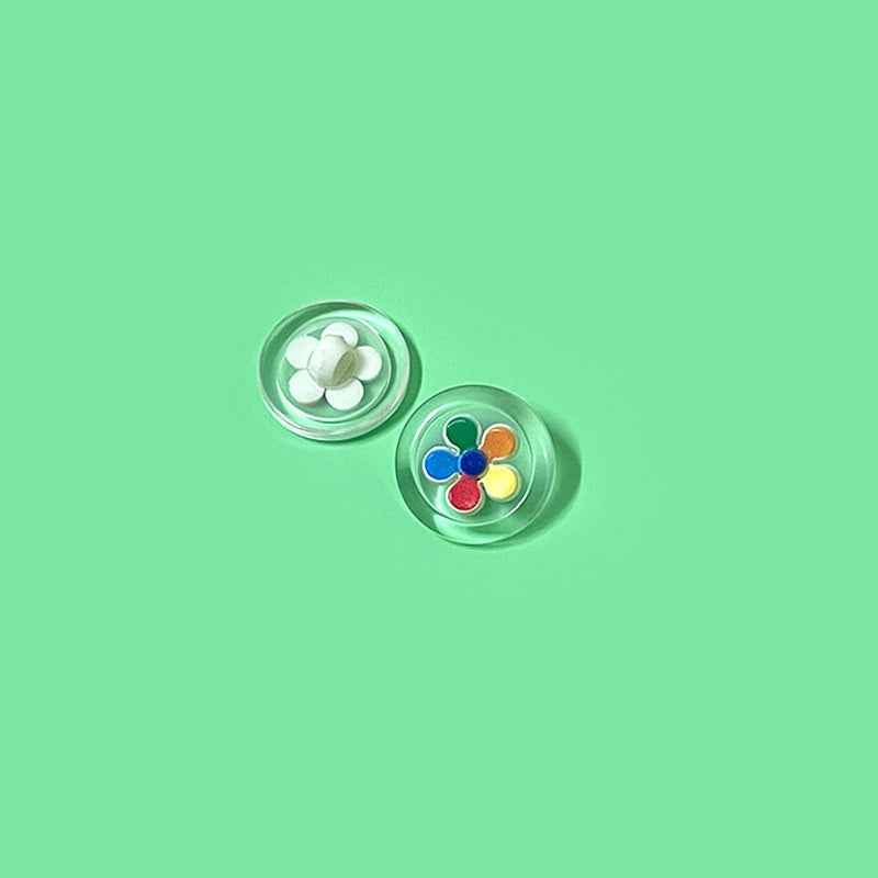 18mm Round Transparent Two-Tone Flower Plastic Shank Buttons for Children's Clothing 40PCS - Lots of Buttons