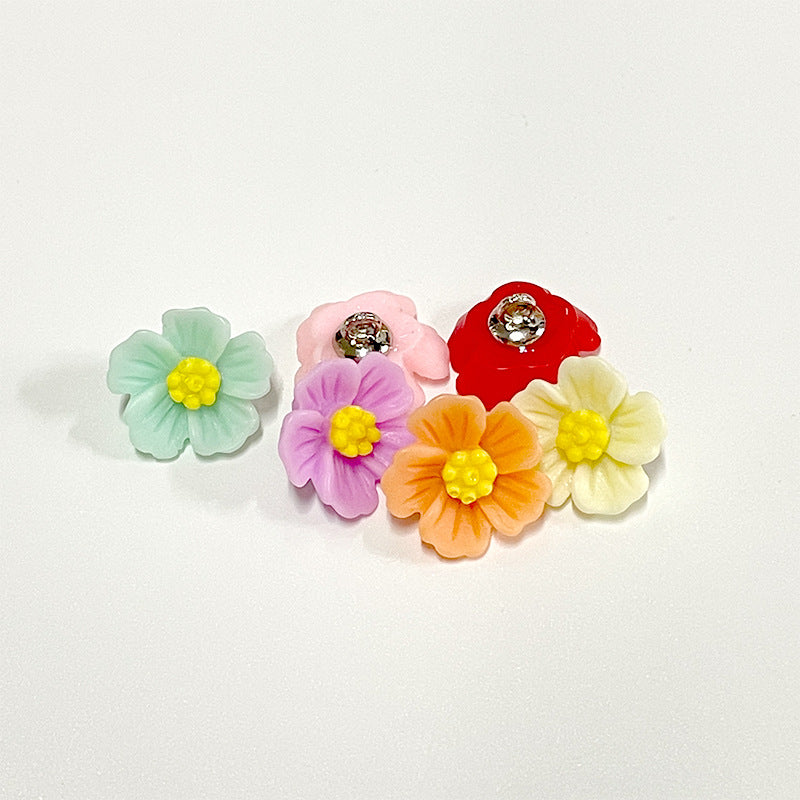 Botones de costura de plástico en forma de flor coloridos de 14 mm con patas, paquete de 210