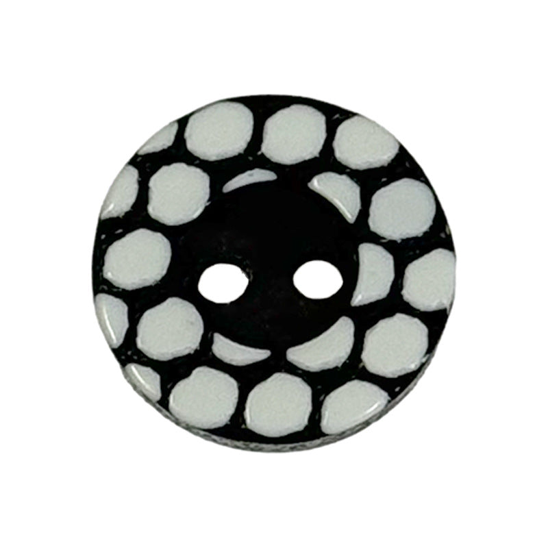 13mm Round Polka Dot Black and White Two-Hole Resin Buttons for Shirts 50pcs