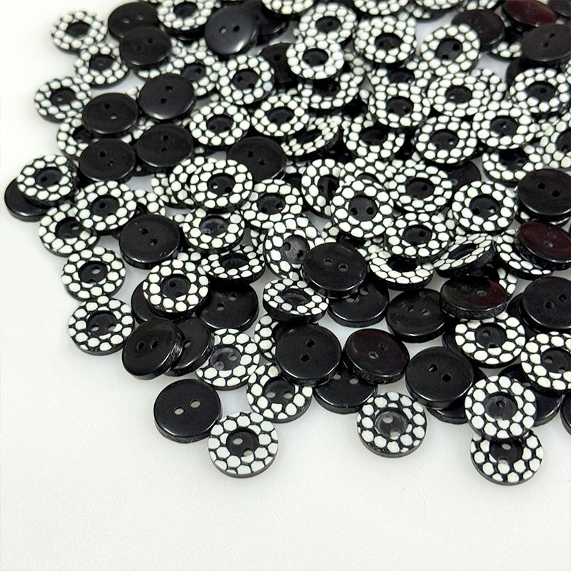 13mm Round Polka Dot Black and White Two-Hole Resin Buttons for Shirts 50pcs