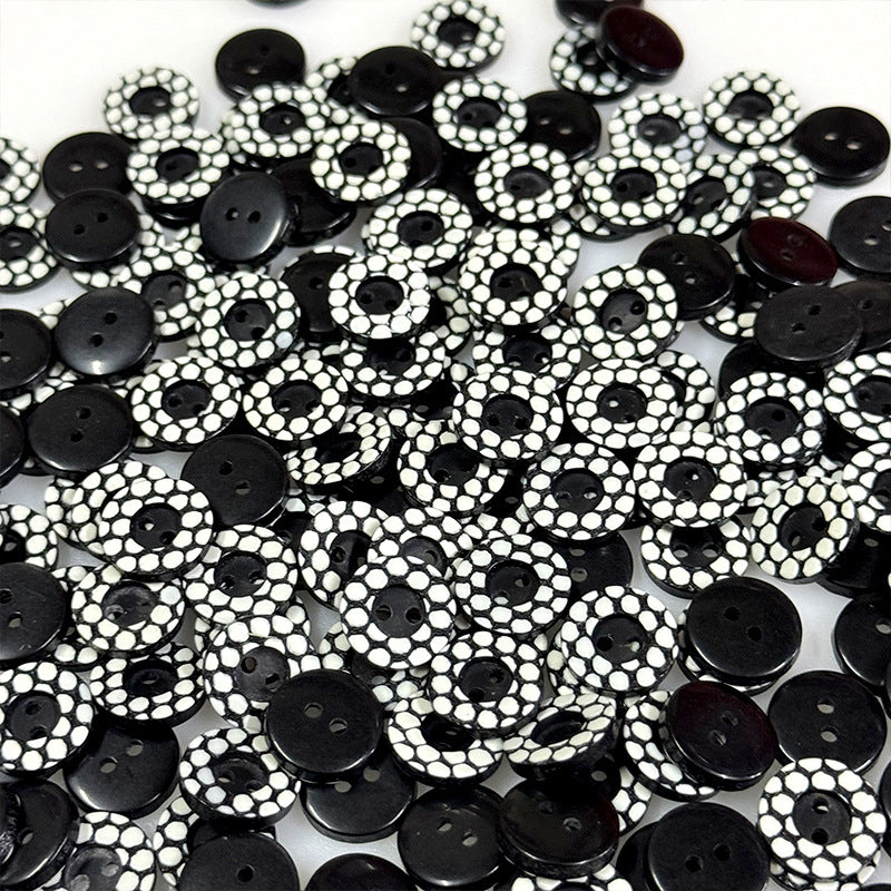 13mm Round Polka Dot Black and White Two-Hole Resin Buttons for Shirts 50pcs