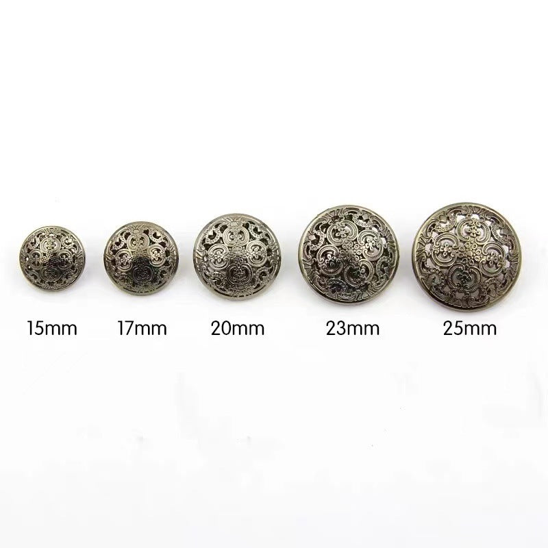 15-28mm Palatsstil Vintage Metall Hålad Skank Knappar för Kappor 20st