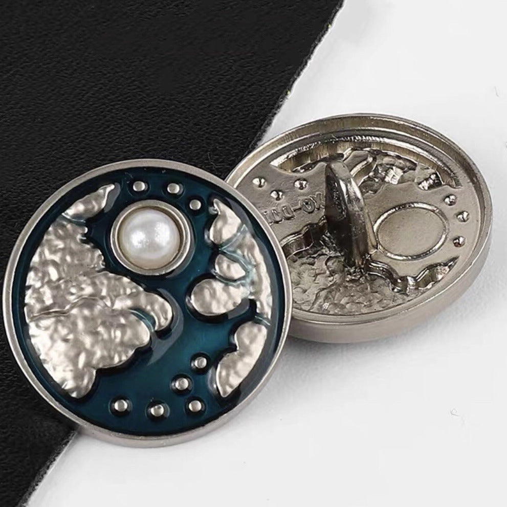 20mm Vintage Court Style Metallnähknöpfe mit Perlen Sonne Mond 20 Stück