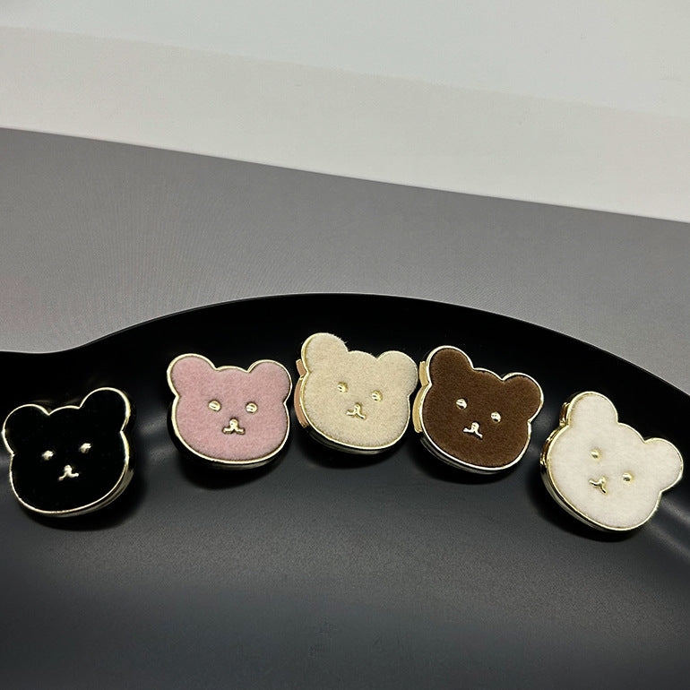 23mm Teddybär Flanell-Gesicht Metallknöpfe mit Ösen für Mäntel 12 Stück