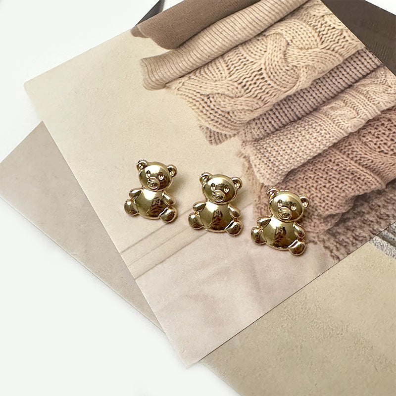 20mm leichte goldene Metallknöpfe mit Cartoon-Bären-Design und hohen Wellen 20 Stück