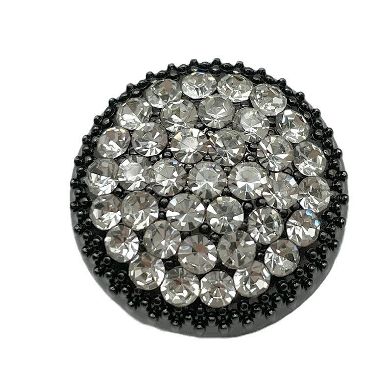18/23/25mm Round Metal Buttons with White Black Red Crystal Rhinestones 50 Pack
