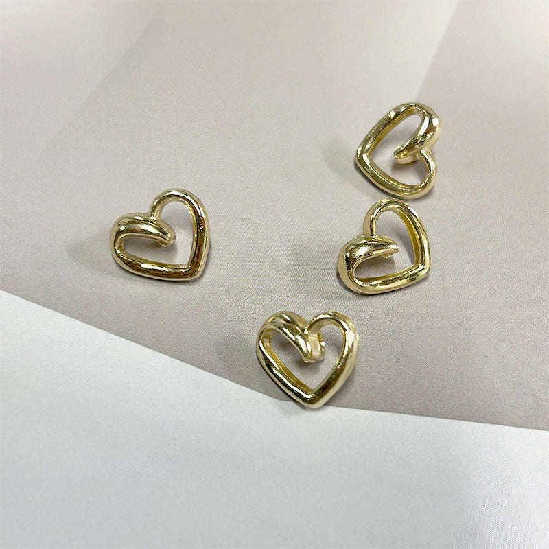 13mm Golden and Silver Metal Heart-Shaped Shirt Buttons with High Shanks 40pcs