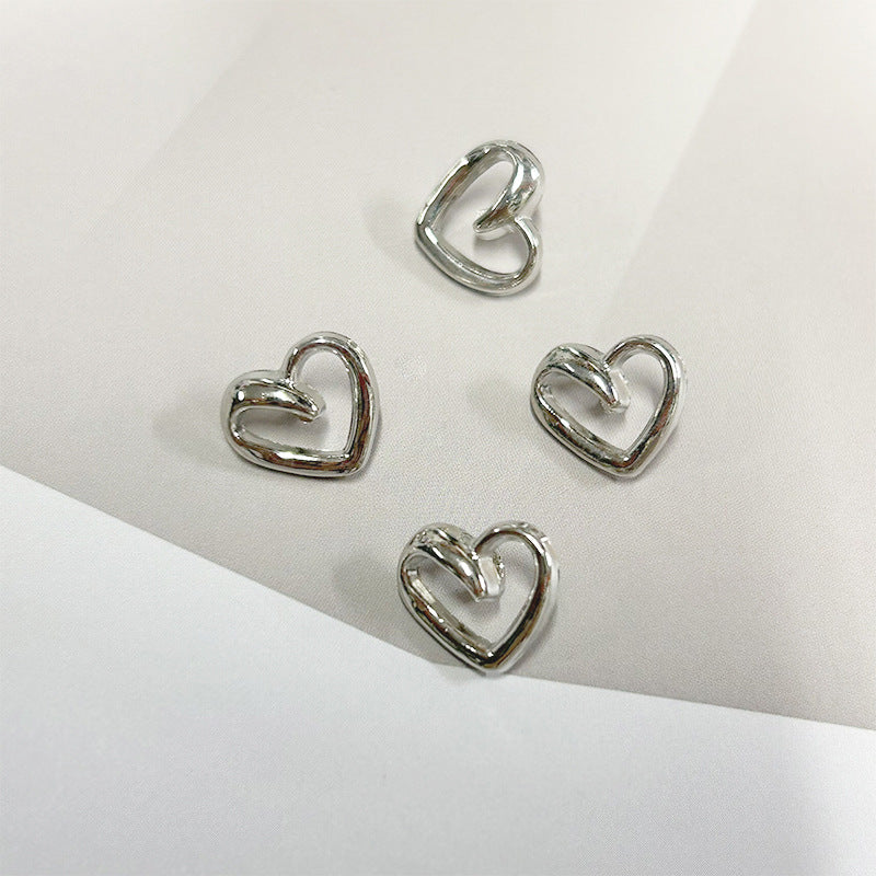 13mm Golden and Silver Metal Heart-Shaped Shirt Buttons with High Shanks 40pcs
