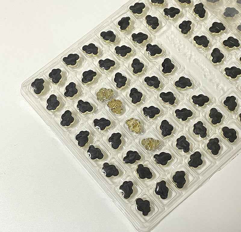 12.5mm White Black Cloud Oil-Painted Metal Shank Buttons for Women's Shirts 20pcs - Lots of Buttons