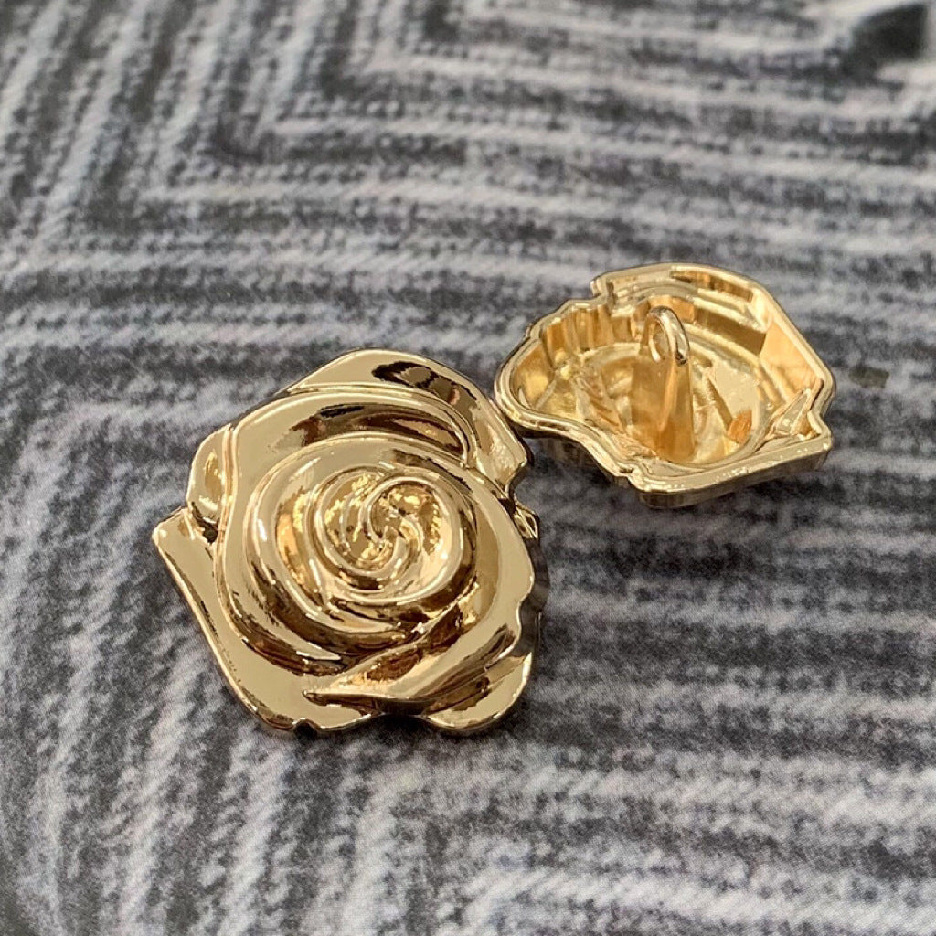 15/18/23mm 3D Vintage Flower Rose Hand Sewing Metal Buttons for Sweaters 50pcs