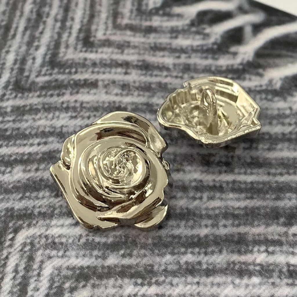 15/18/23mm 3D Vintage Flower Rose Hand Sewing Metal Buttons for Sweaters 50pcs