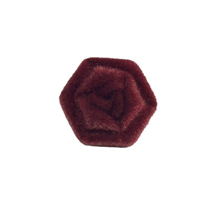 Red Hexagonal Rose Flocked Metal Shank Buttons for Cashmere Coats Woolen Jackets 20pcs