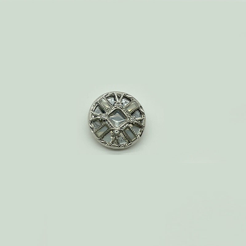 18/20/23/25mm Hollow Metal Buttons with Rhinestones Gold Silver Gun-Black 50pcs