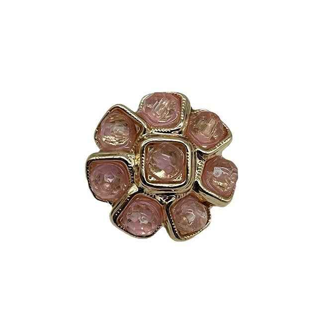 Pink White Black Crystal Flower Metal Buttons for Women's Coats Dresses 6pcs - Lots of Buttons