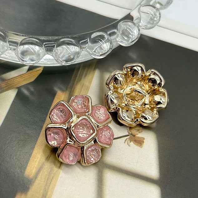 Pink White Black Crystal Flower Metal Buttons for Women's Coats Dresses 6pcs - Lots of Buttons
