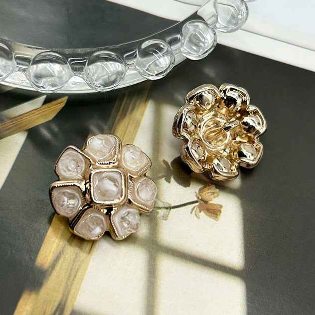 Pink White Black Crystal Flower Metal Buttons for Women's Coats Dresses 6pcs - Lots of Buttons