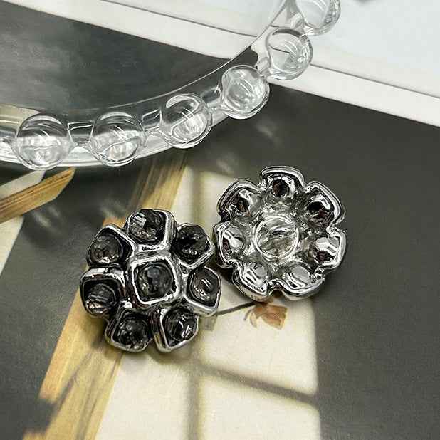 Pink White Black Crystal Flower Metal Buttons for Women's Coats Dresses 6pcs - Lots of Buttons