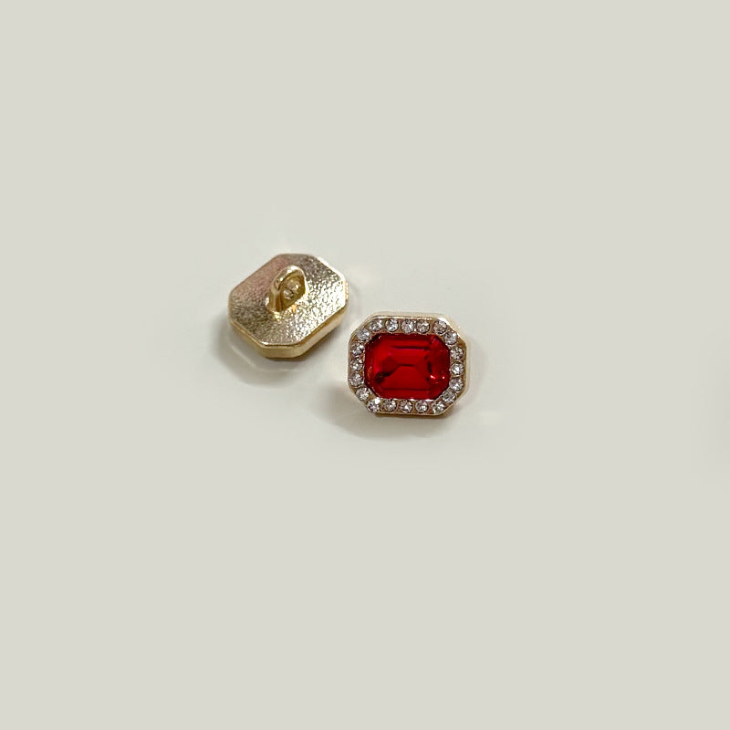 12mm Square Gemstone Diamond-Encrusted Metal Buttons for Shirt Cuffs 50 Pack