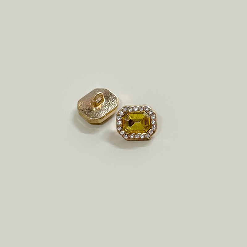 12mm Square Gemstone Diamond-Encrusted Metal Buttons for Shirt Cuffs 50 Pack