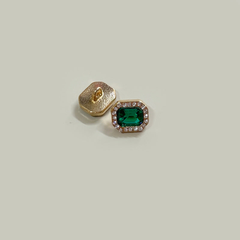 12mm Square Gemstone Diamond-Encrusted Metal Buttons for Shirt Cuffs 50 Pack