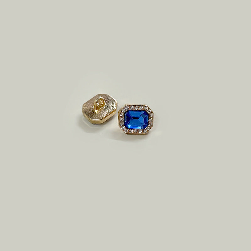 12mm Square Gemstone Diamond-Encrusted Metal Buttons for Shirt Cuffs 50 Pack