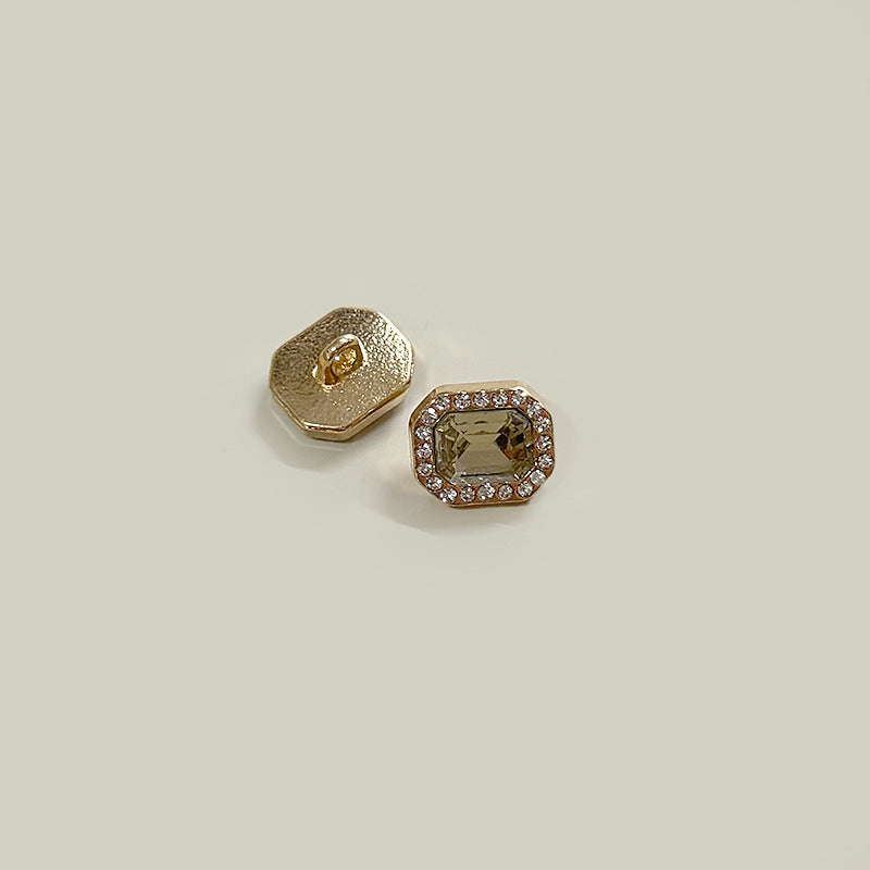12mm Square Gemstone Diamond-Encrusted Metal Buttons for Shirt Cuffs 50 Pack