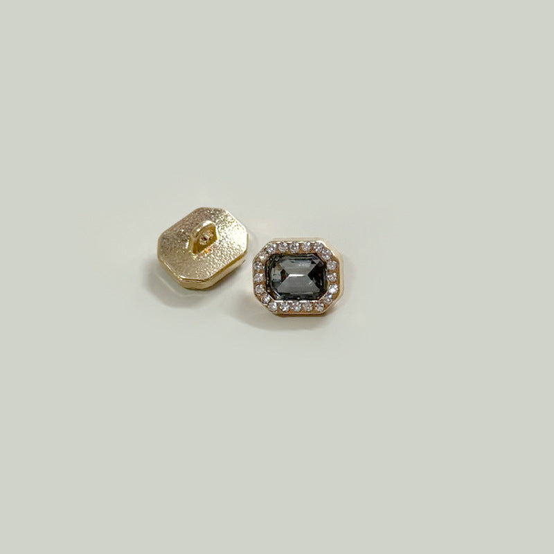 12mm Square Gemstone Diamond-Encrusted Metal Buttons for Shirt Cuffs 50 Pack