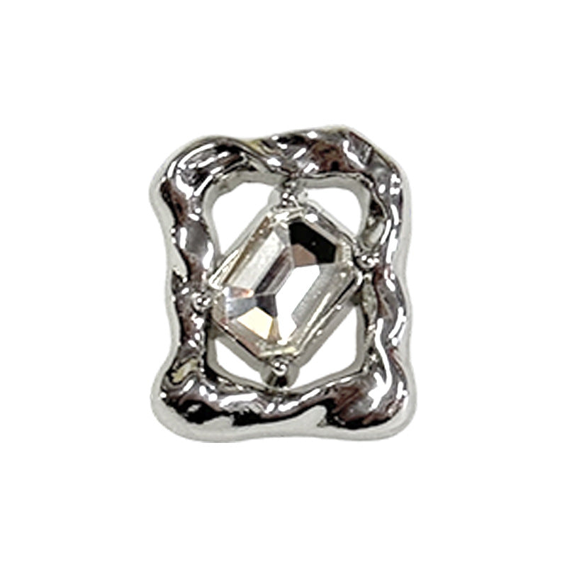 Rectangular Hollow Gemstone Rhinestone Metal Buttons for Sweater Coat Shirt 50 Pack