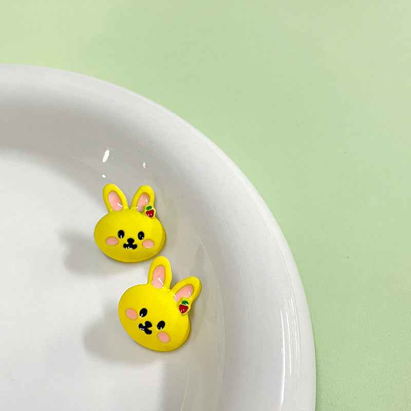 15x17mm Yellow Cartoon Rabbit Metal Buttons with Shanks for Kids' Apparel 12pcs - Lots of Buttons
