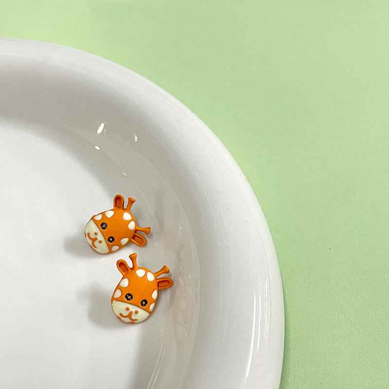 13x14mm Orange Cartoon Giraffe Metal Buttons with Shanks for Children's Apparel 12pcs - Lots of Buttons