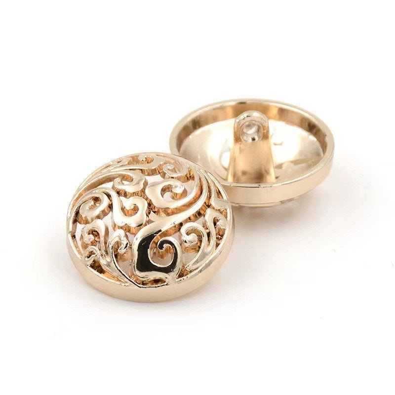 12-25mm Vintage Chinese Palace Style Metal Hollow Cloud Buttons with Shanks 50pcs