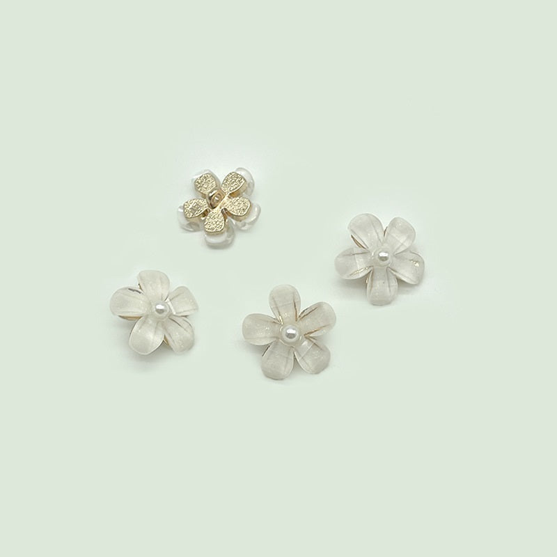 12/15/18mm Pearl Flower Transparent Metal Shank Buttons for Knit Sweater 12pcs