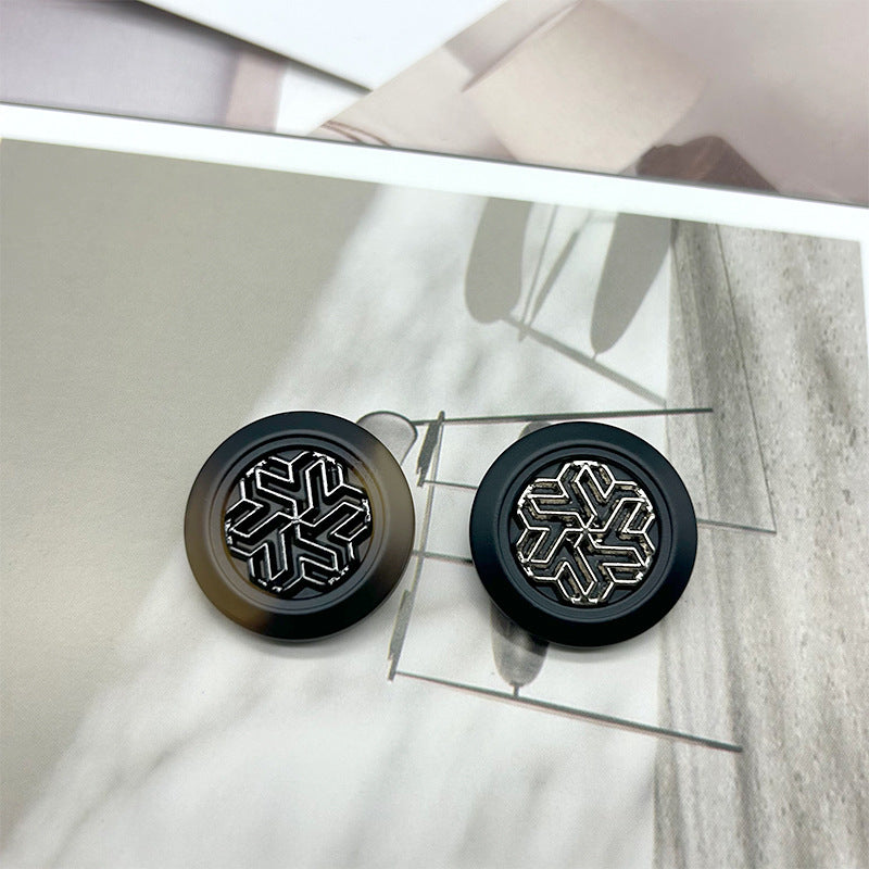 15/18/20/23mm Metal Resin Hand Sewing Buttons Snowflake Texture 50pcs