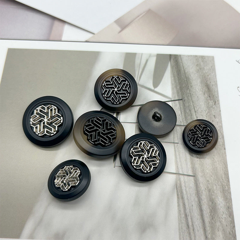 15/18/20/23mm Metal Resin Hand Sewing Buttons Snowflake Texture 50pcs
