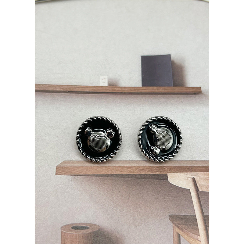 17/23mm Rajzfilm Medve Fej Fekete Emaillezett Arany Ezüst Fém Gombok 50db