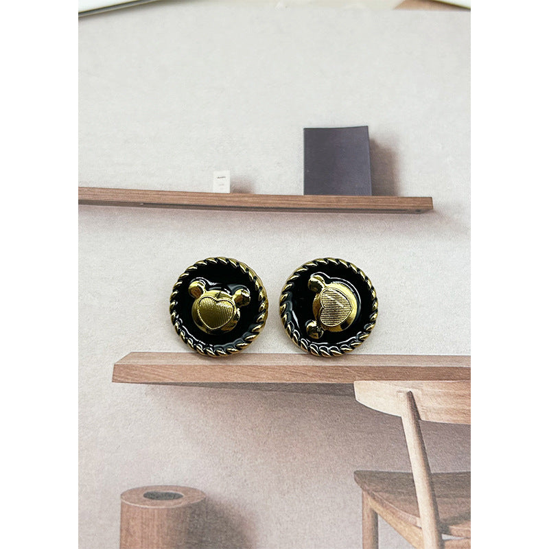 17/23mm Rajzfilm Medve Fej Fekete Emaillezett Arany Ezüst Fém Gombok 50db