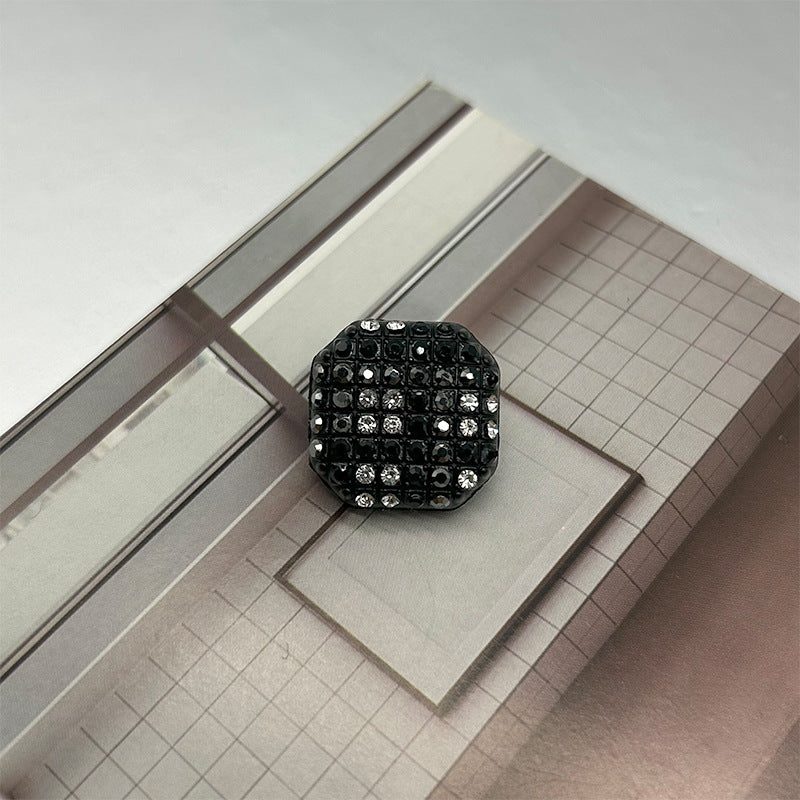 Square Metal Shank Buttons Starry Sky Diamond-Studded for Coats 50pcs