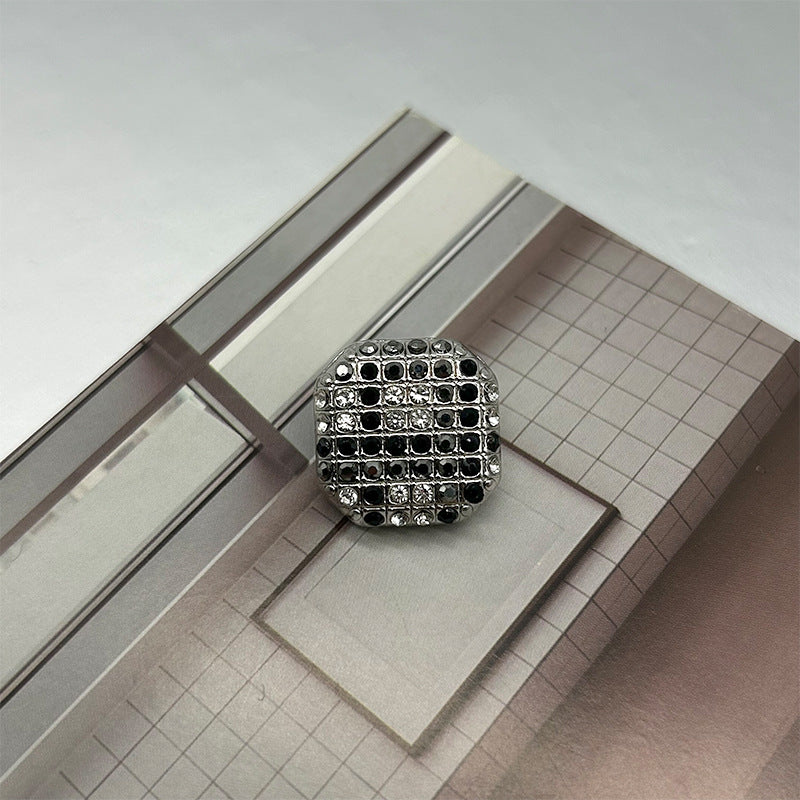 Square Metal Shank Buttons Starry Sky Diamond-Studded for Coats 50pcs
