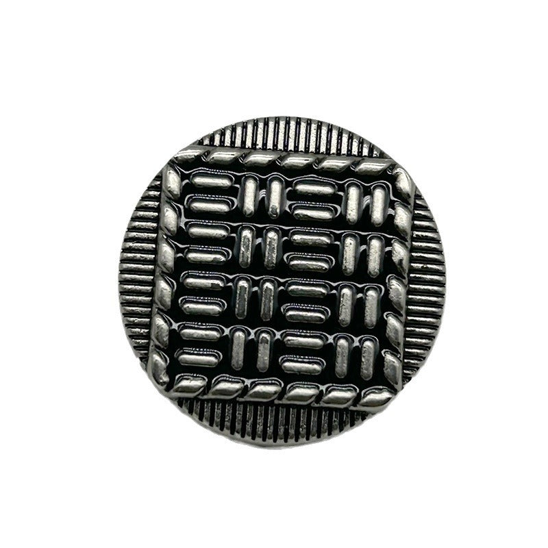 Vintage Metal Buttons Round Exterior and Square Interior Striped 50pcs