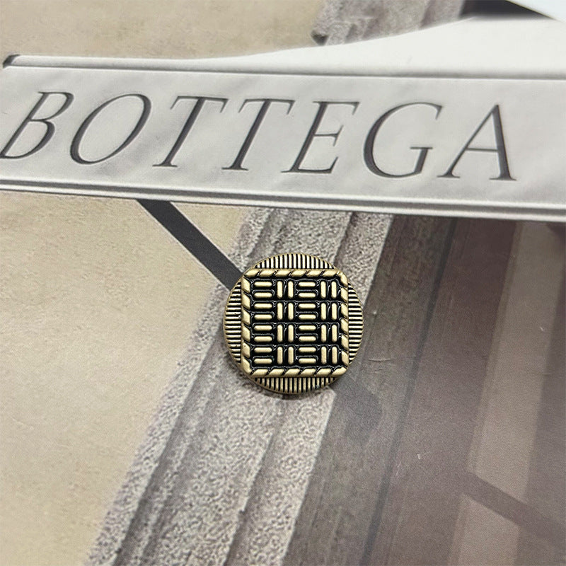 Vintage Metal Buttons Round Exterior and Square Interior Striped 50pcs