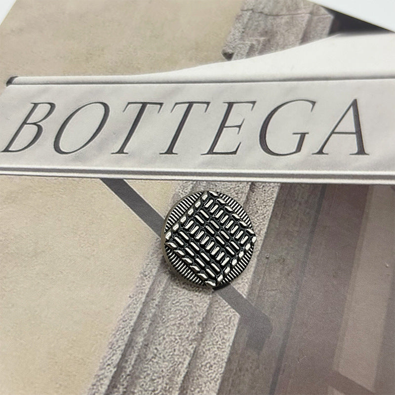 Vintage Metal Buttons Round Exterior and Square Interior Striped 50pcs