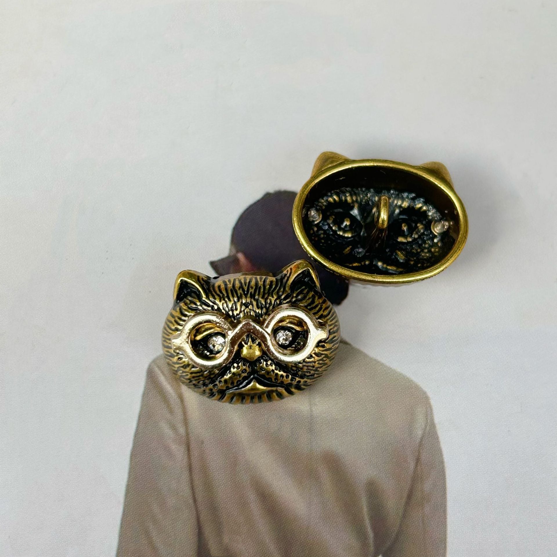 18/23mm Antique Gold and Silver Cat Head-Shaped Metal Sewing Buttons 50pcs