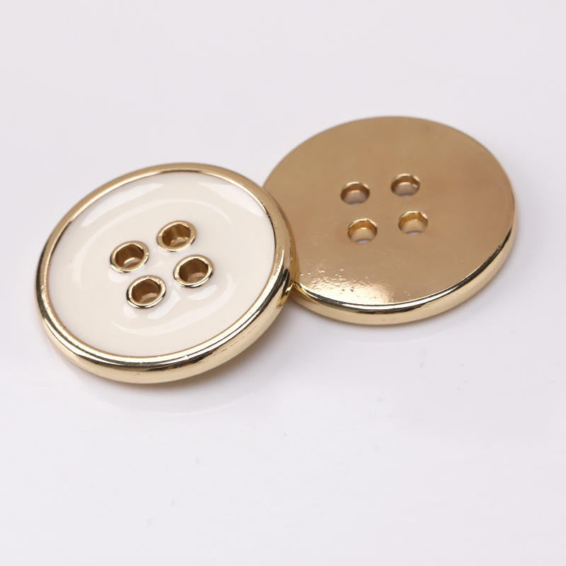 Kerek 4 Lyukú Fém Gombok Arany Ezüst Szél Fekete Fehér Enamel 50db