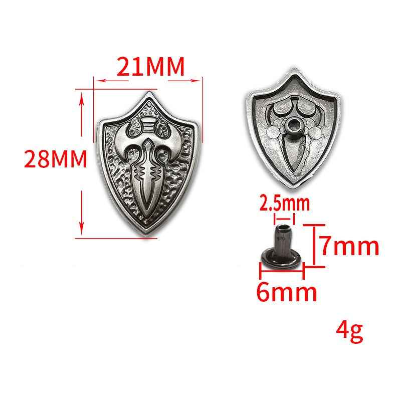 Vintage Silver Cross Shield Studs Gothic Punk Rivet Leather Belt 20pcs