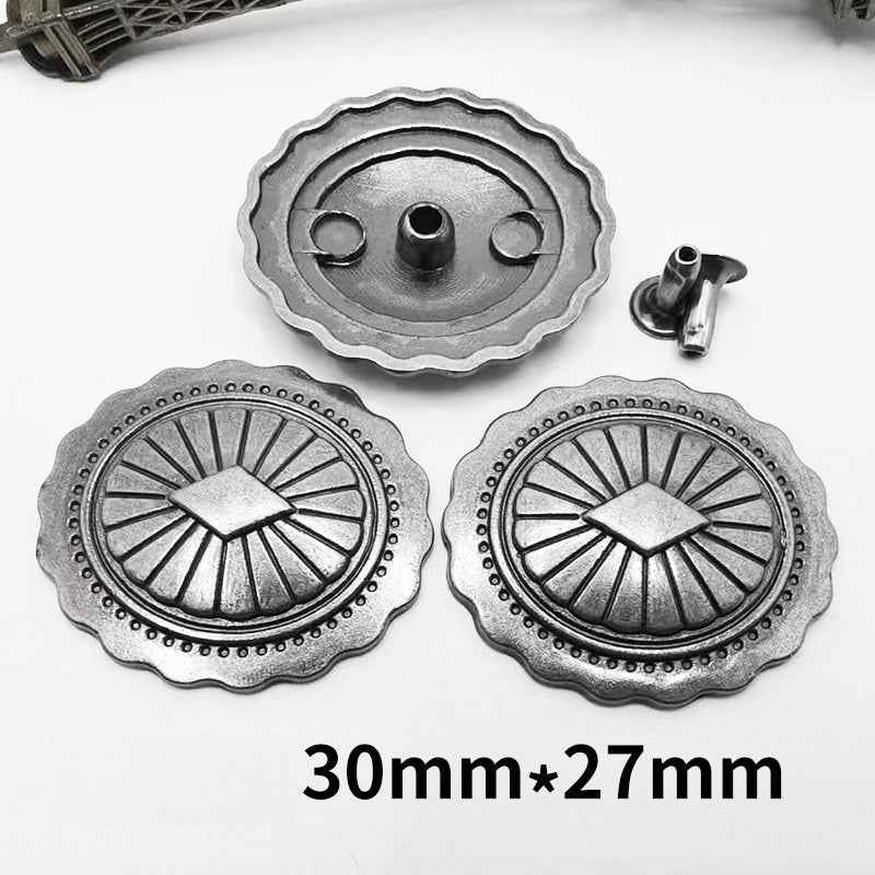 30x27MM Antique Silver Arabesque Rivets - Ornate Punk Studs 20pcs