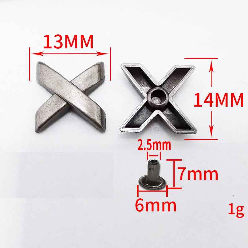 13MM Antique Silver X-Shaped Metal Rivet Studs for Leather 30 Pack