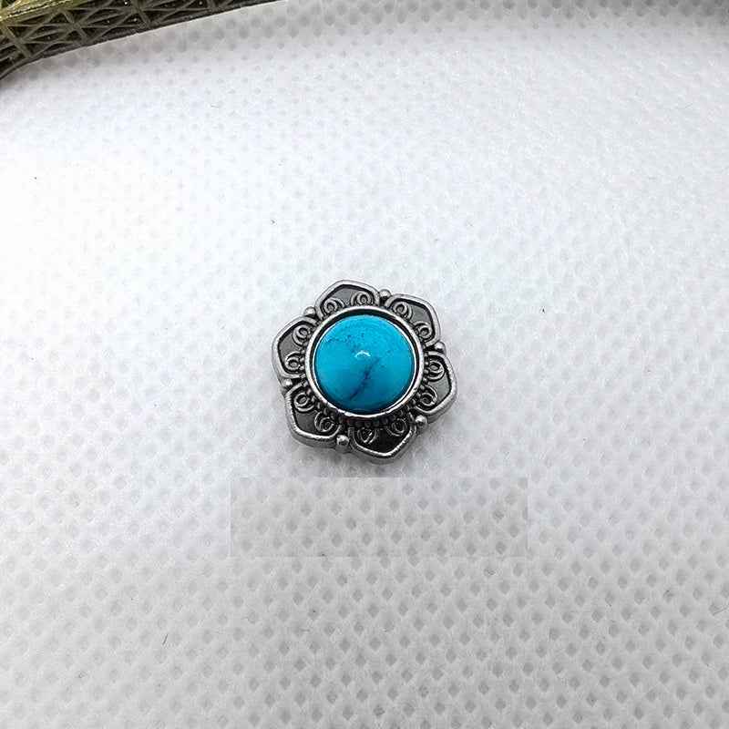 14MM Vintage Silver Turquoise Rivets Antique Metal Studs 40 Pack