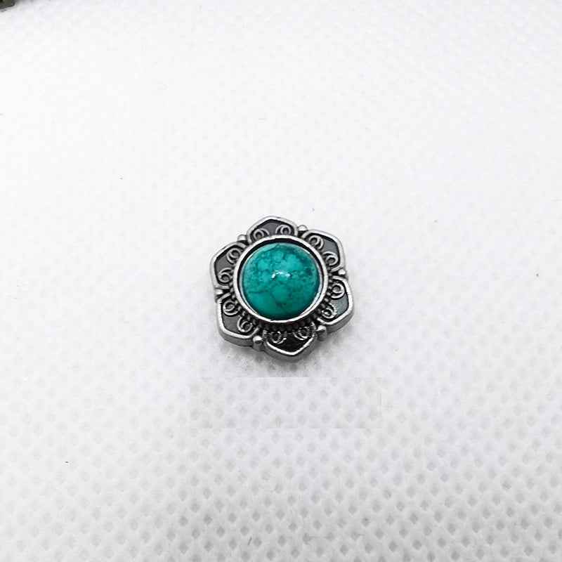14MM Vintage Silver Turquoise Rivets Antique Metal Studs 40 Pack