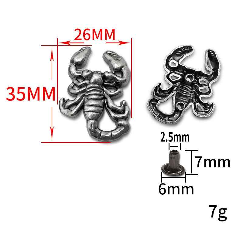 35x26MM Vintage Punk Scorpion Rivets Antique Silver Metal Studs 10pcs